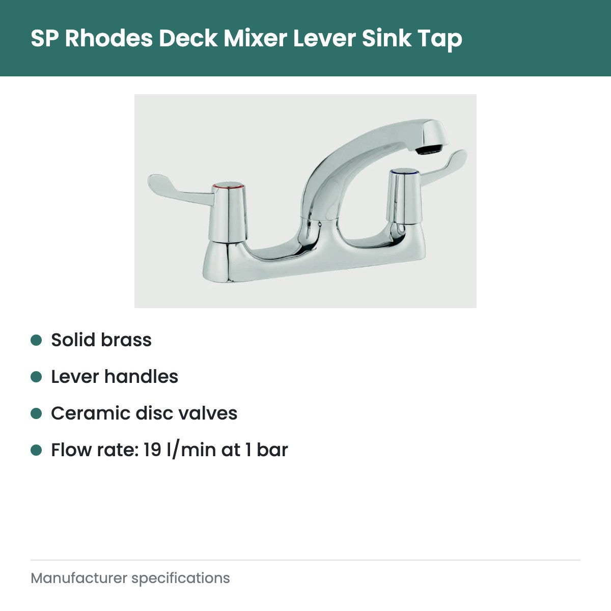 SP Rhodes Deck Mixer Lever Sink Tap - key features