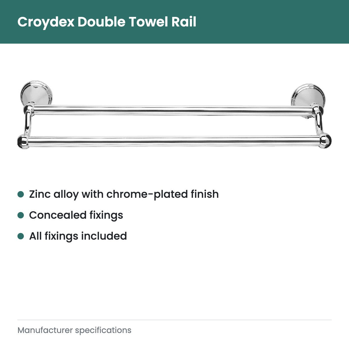 Croydex Double Towel Rail - key features