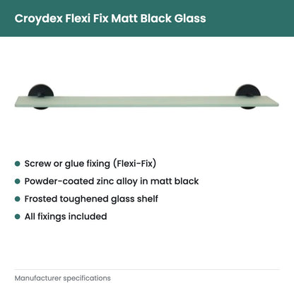 Croydex Flexi Fix Matt Black Glass - key features