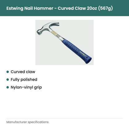 Estwing Nail Hammer - Curved Claw 20oz (567g) - key features