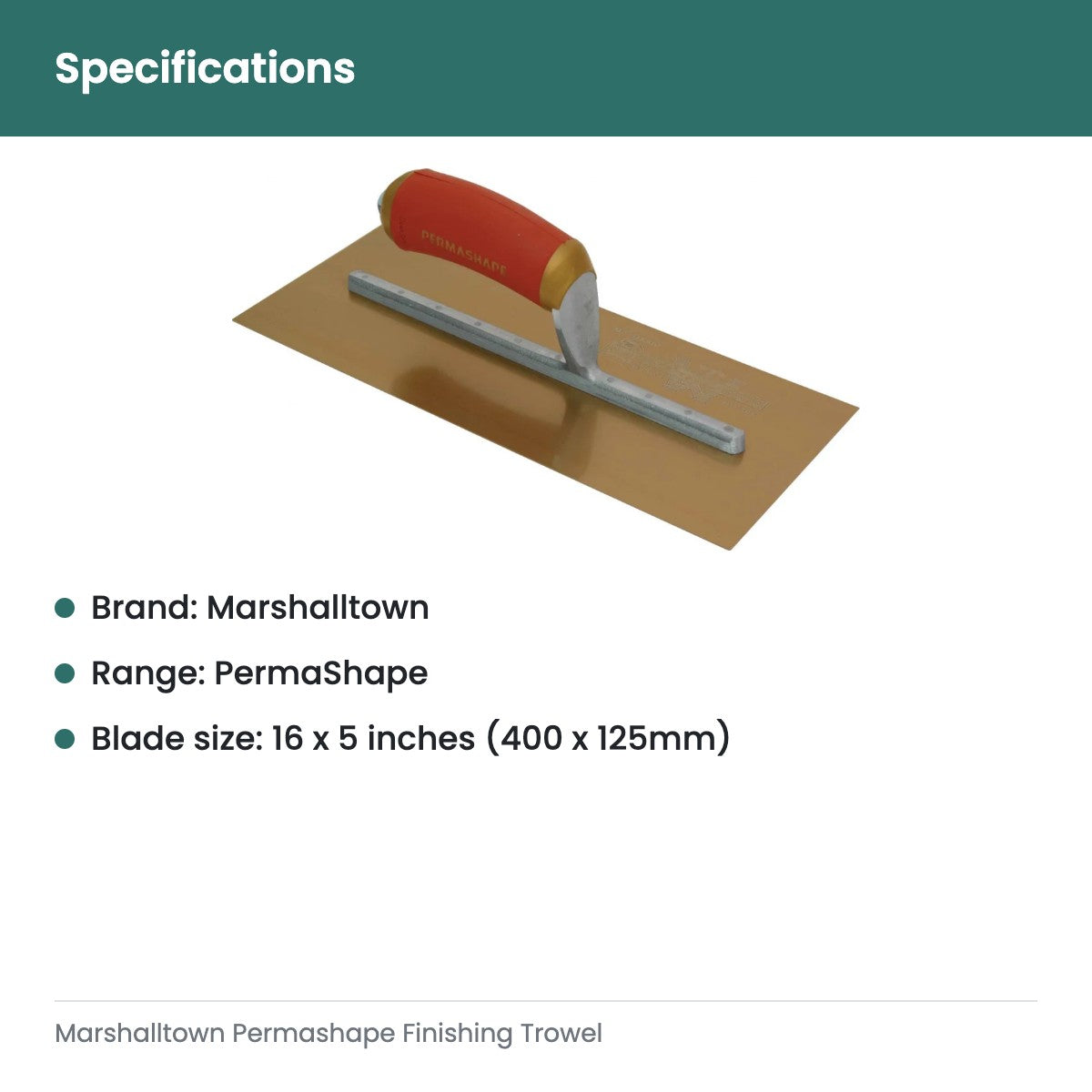 Marshalltown Permashape Finishing Trowel - specifications