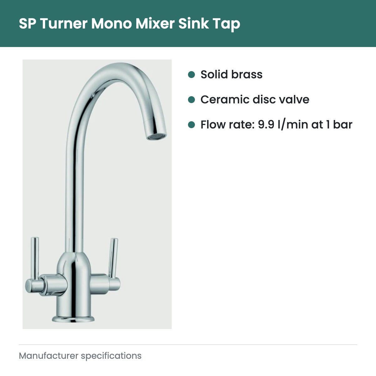 SP Turner Mono Mixer Sink Tap - key features