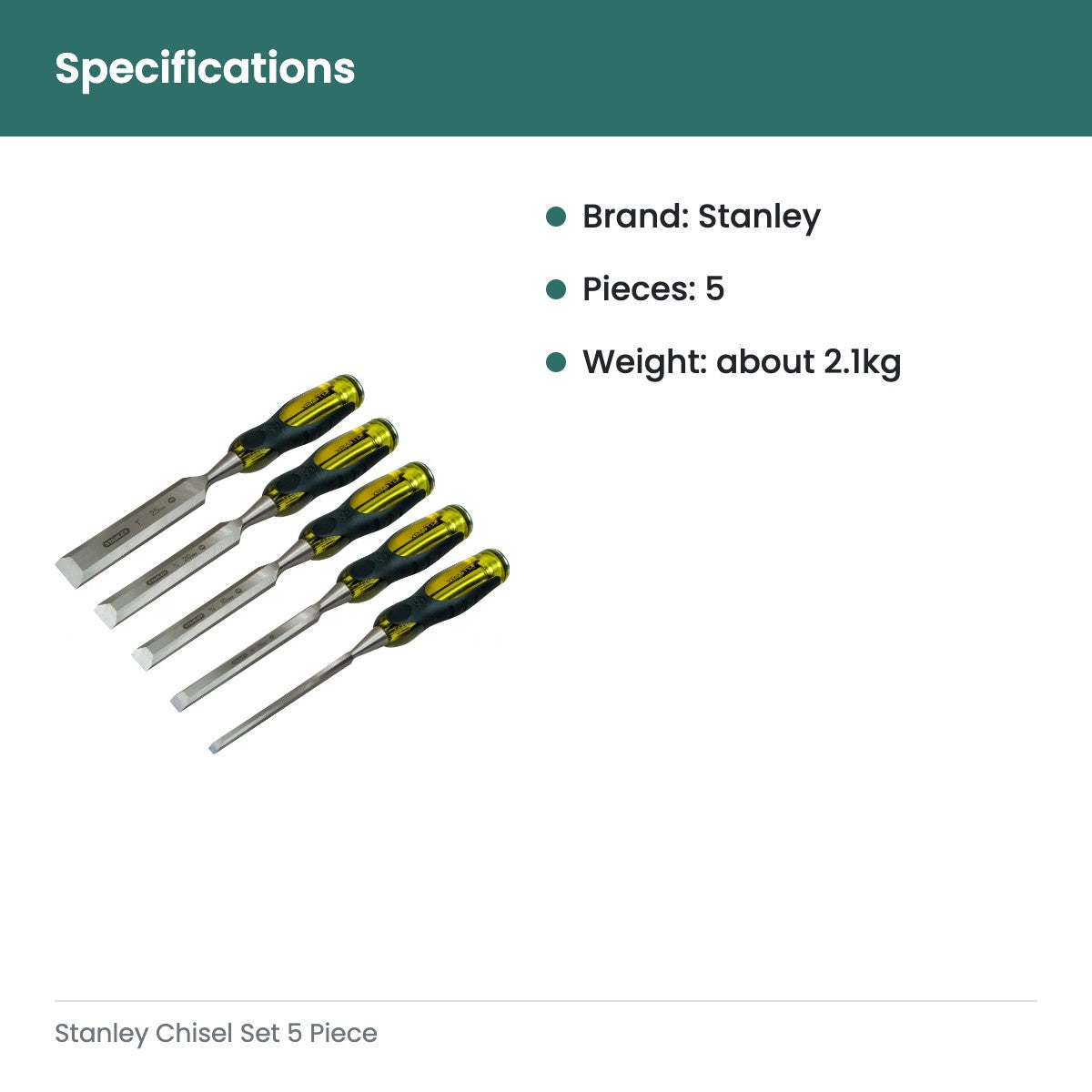 Stanley Chisel Set 5 Piece - specifications