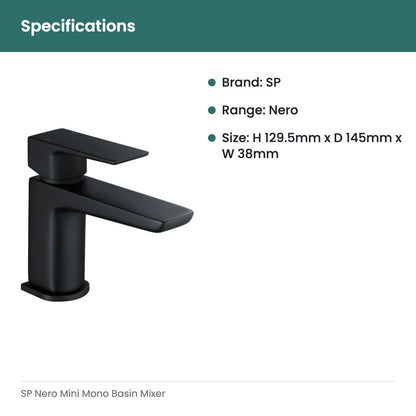 SP Nero Mini Mono Basin Mixer - specifications