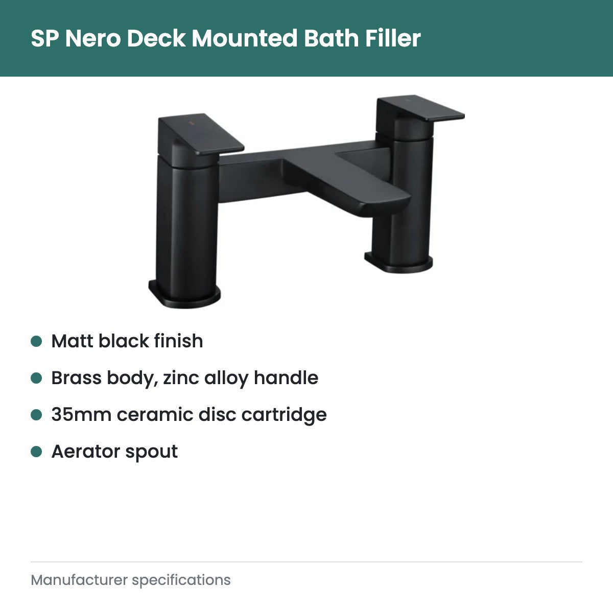 SP Nero Deck Mounted Bath Filler - key features