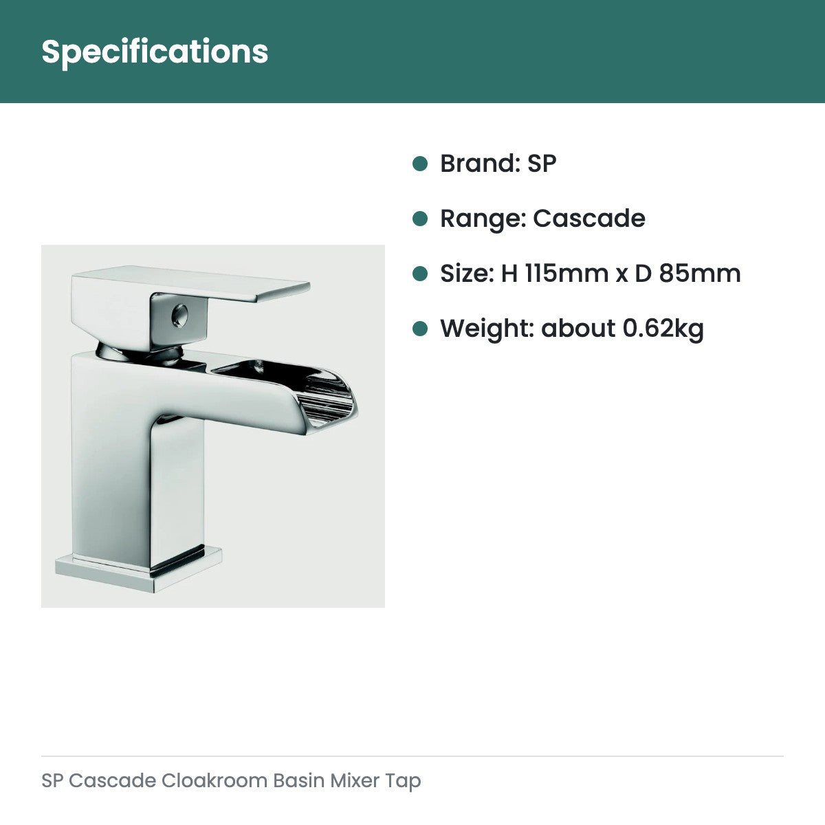 SP Cascade Cloakroom Basin Mixer Tap - specifications