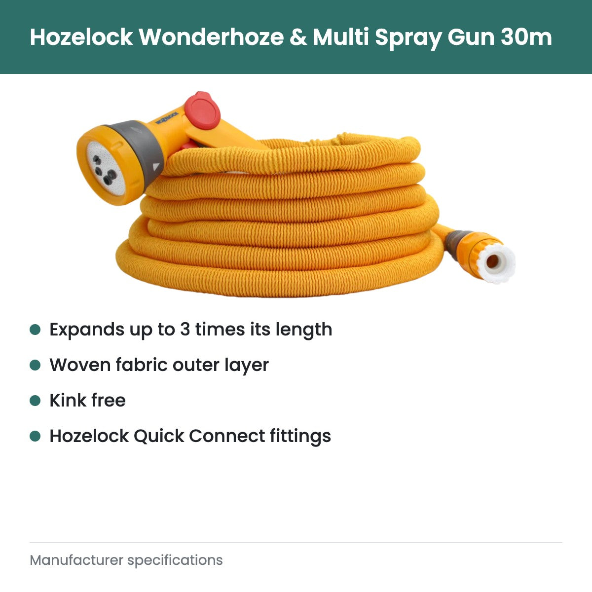 Hozelock Wonderhoze & Multi Spray Gun 30m - key features