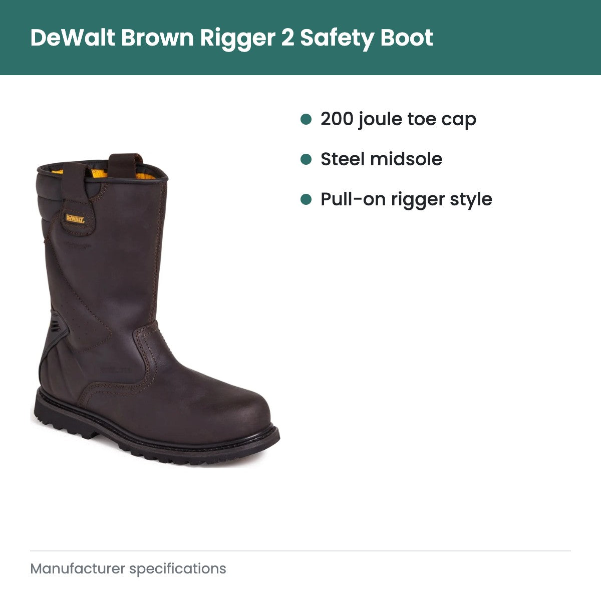 DeWalt Brown Rigger 2 Safety Boot - key features