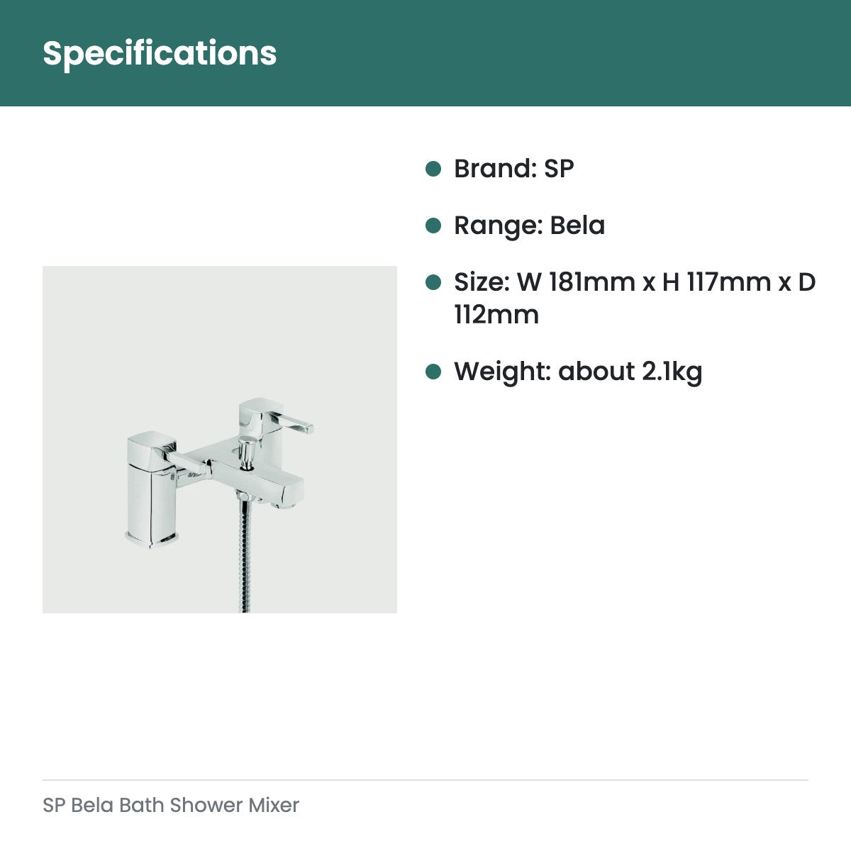 SP Bela Bath Shower Mixer - specifications
