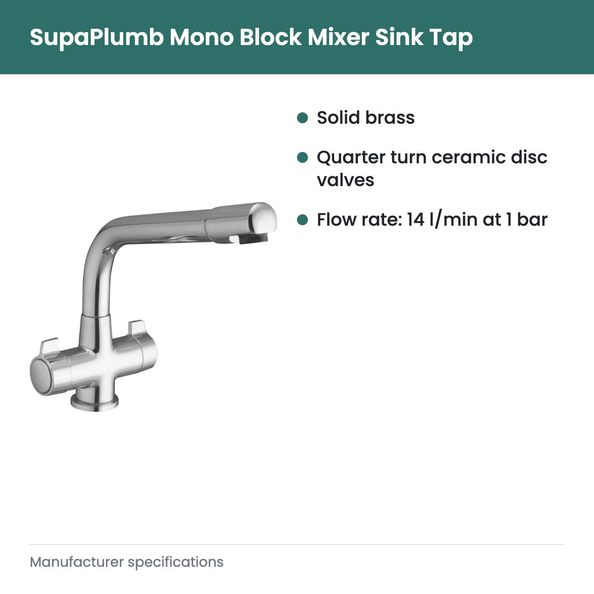 SupaPlumb Mono Block Mixer Sink Tap - key features
