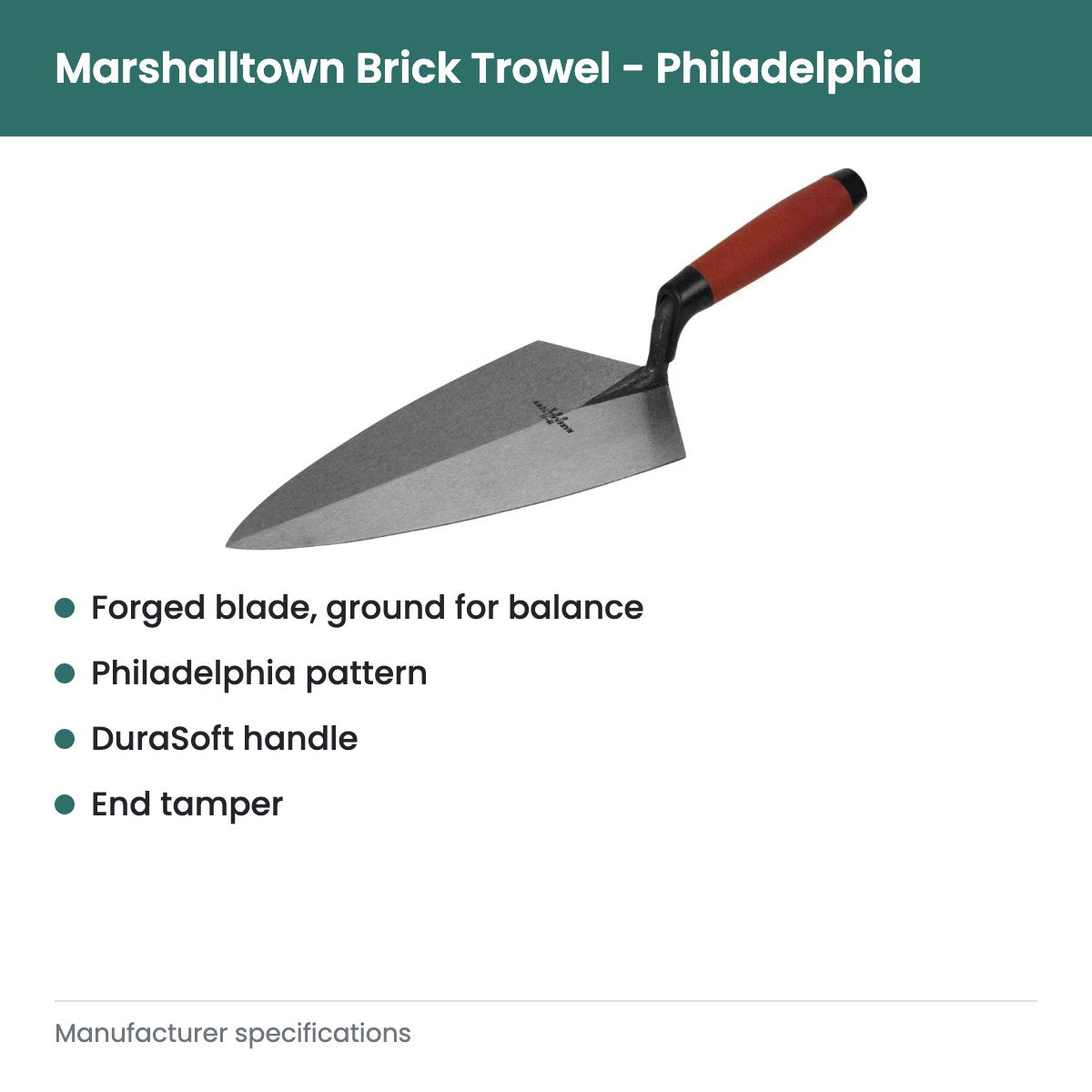 Marshalltown Brick Trowel - Philadelphia Pattern 12" (300mm) - key features