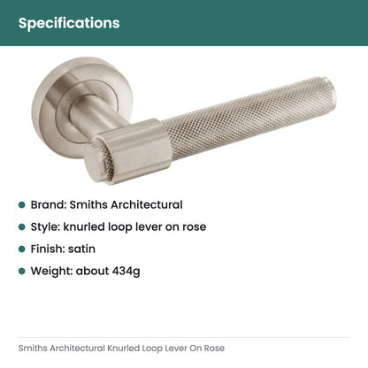 Smiths Architectural Knurled Loop Lever On Rose - specifications