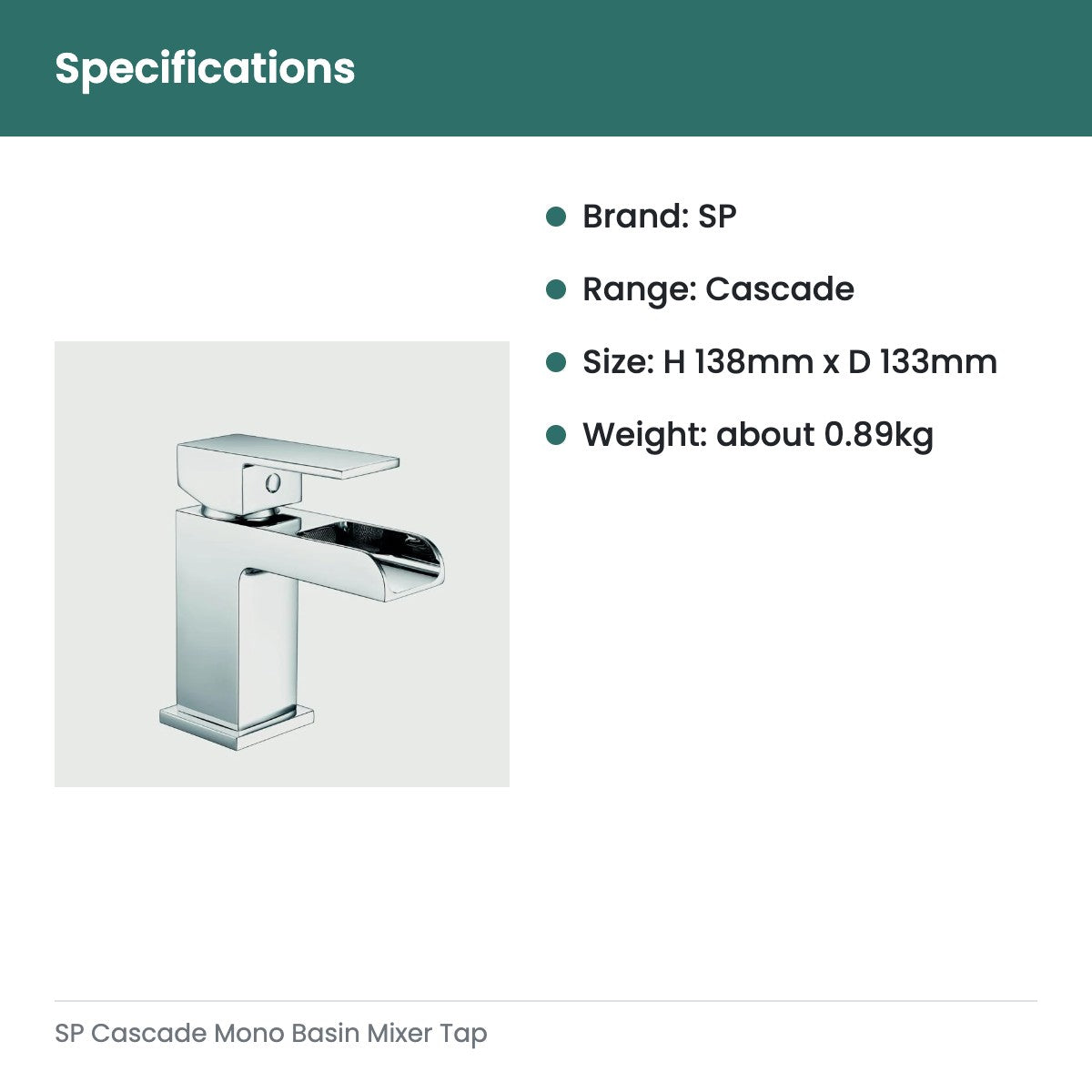 SP Cascade Mono Basin Mixer Tap - specifications