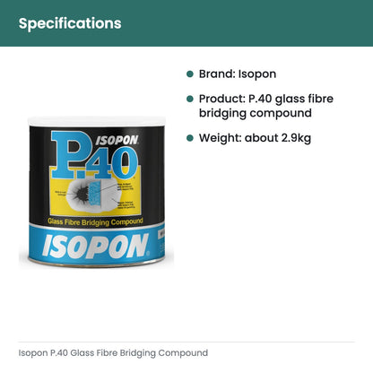 Isopon P.40 Glass Fibre Bridging Compound - specifications