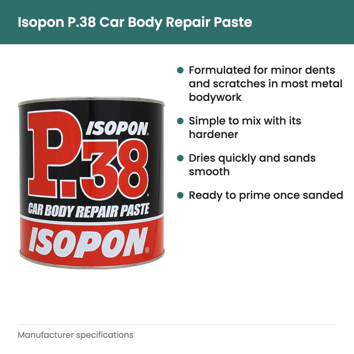 Isopon P.38 Car Body Repair Paste - key features