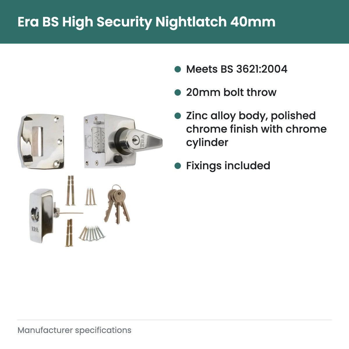 Era BS High Security Nightlatch 40mm - key features