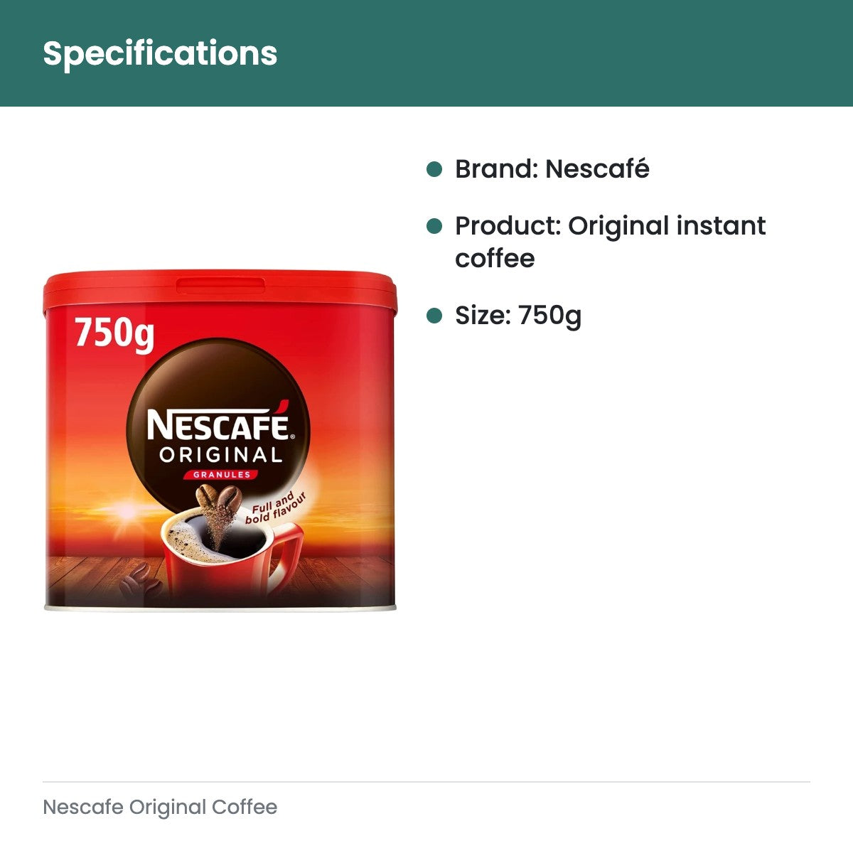 Nescafe Original Coffee - specifications