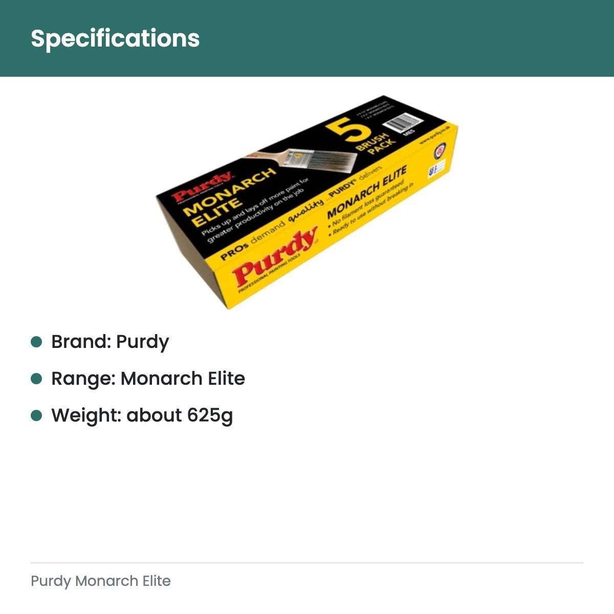 Purdy Monarch Elite - specifications