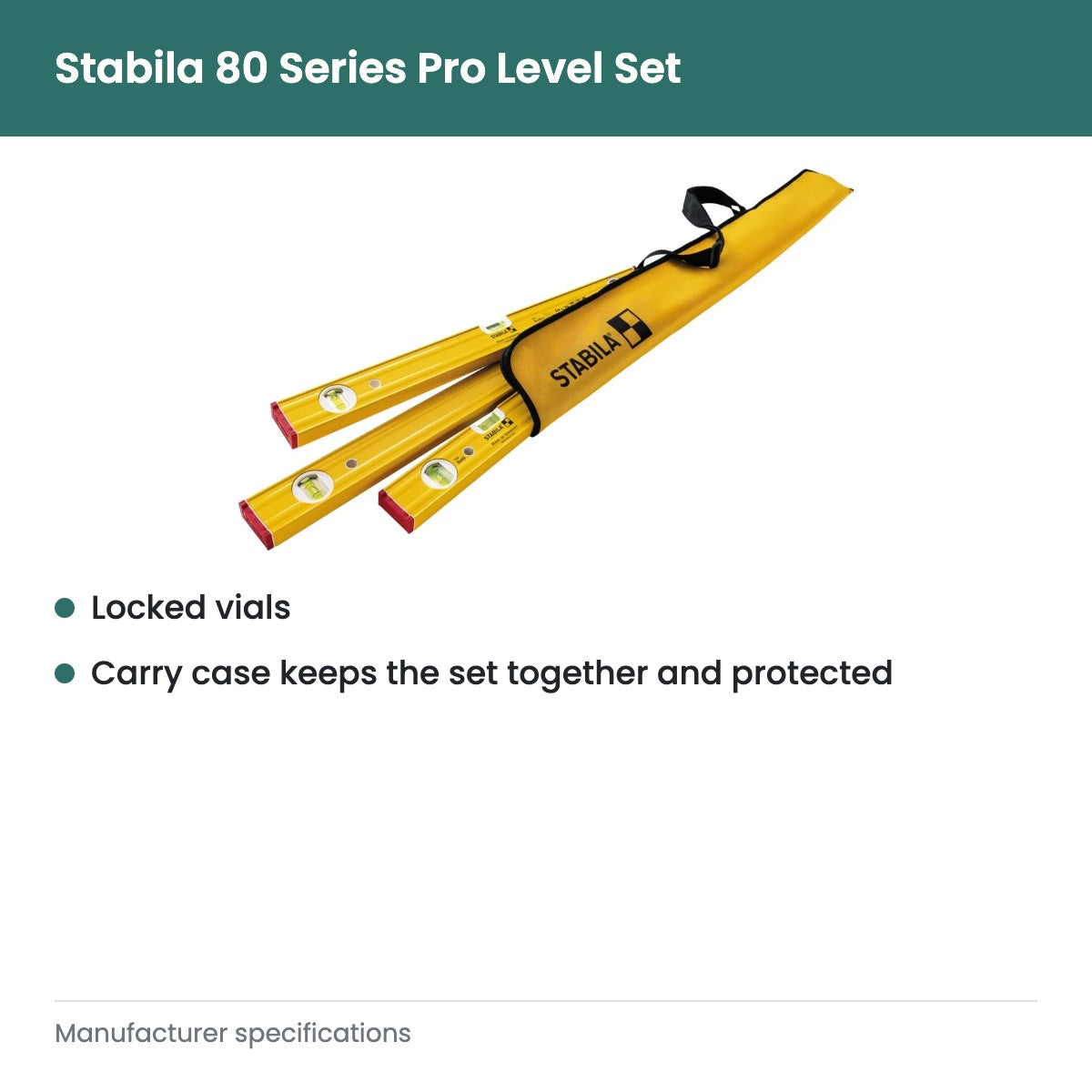 Stabila 80 Series Pro Level Set - key features