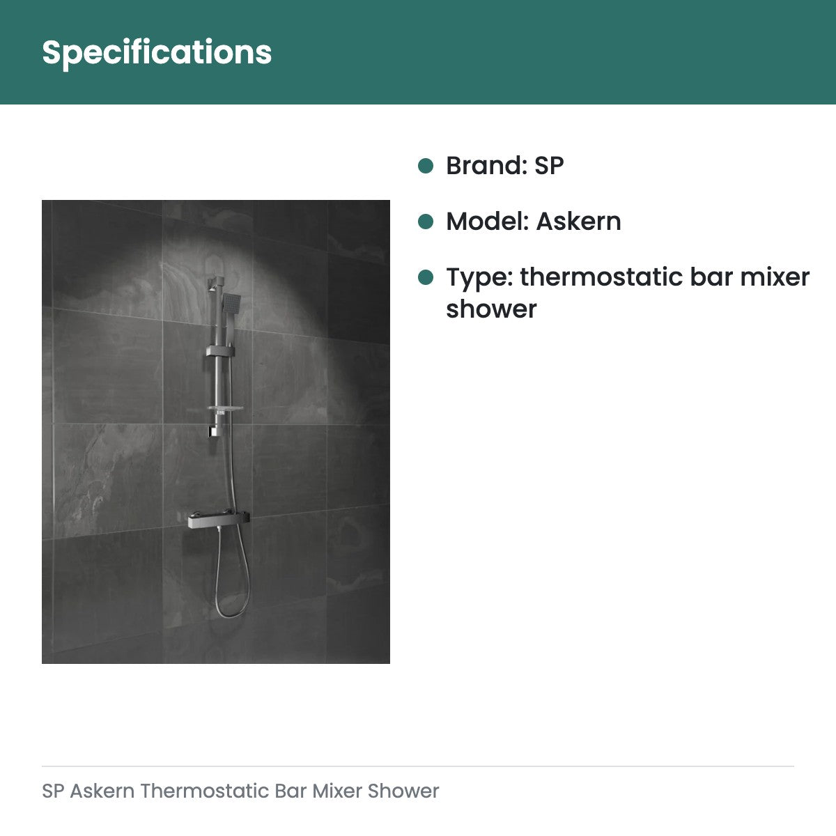 SP Askern Thermostatic Bar Mixer Shower - specifications