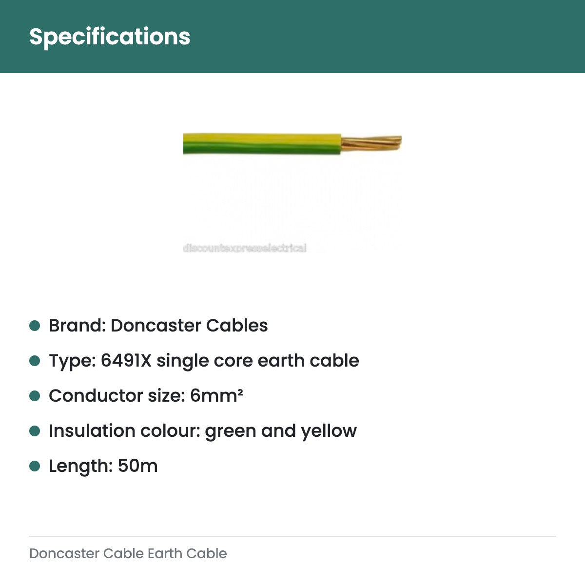 Doncaster Cable Earth Cable - specifications