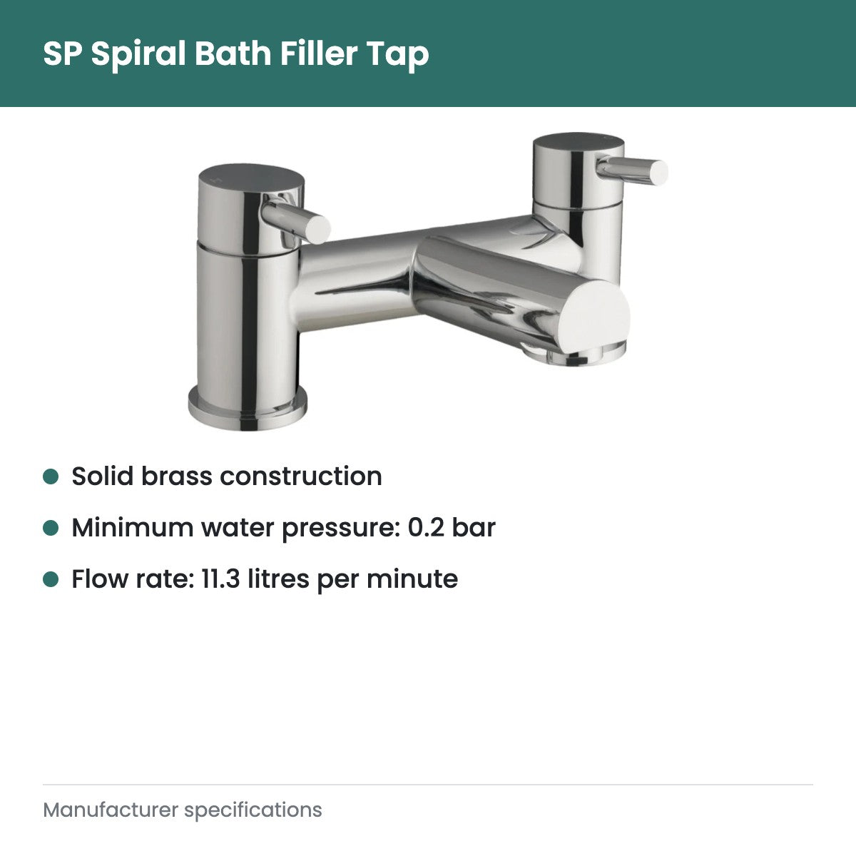 SP Spiral Bath Filler Tap - key features