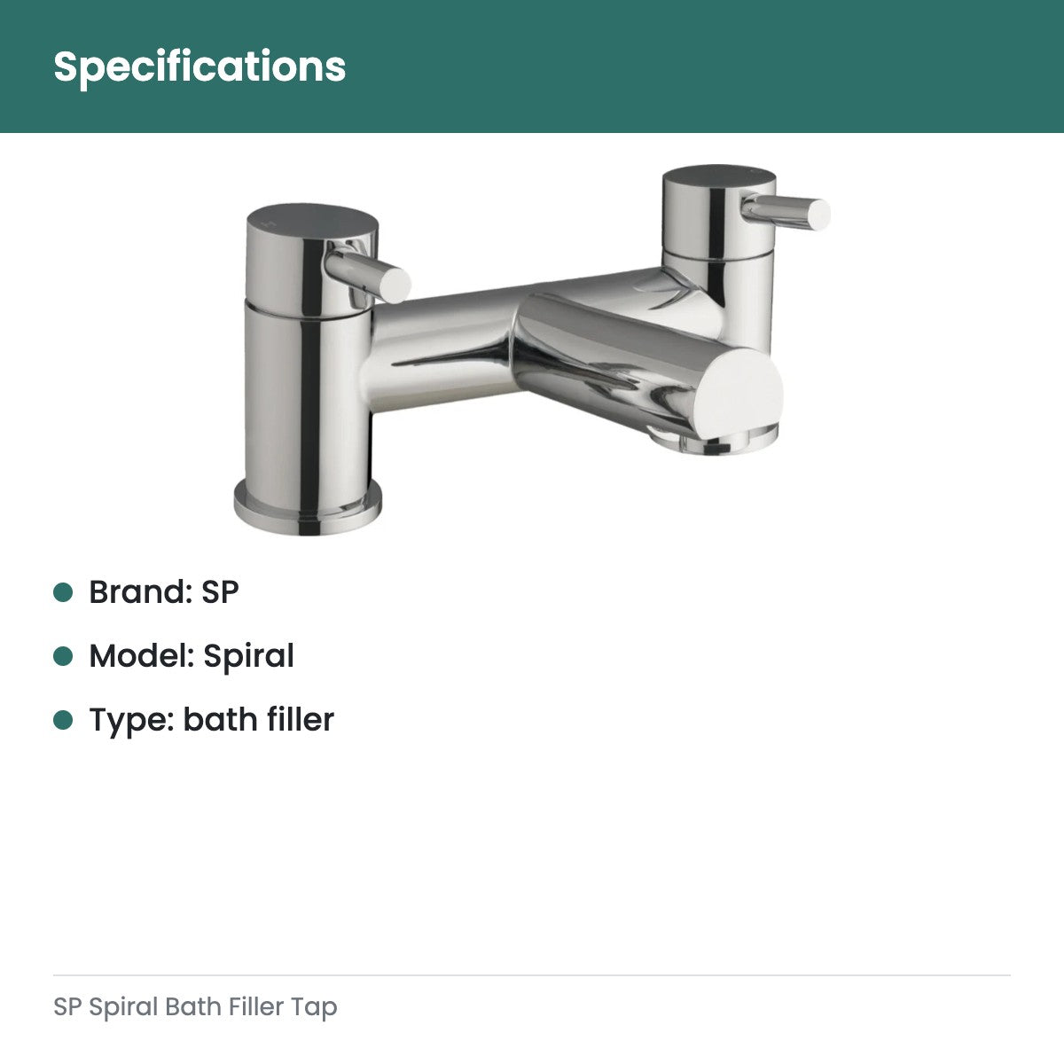 SP Spiral Bath Filler Tap - specifications