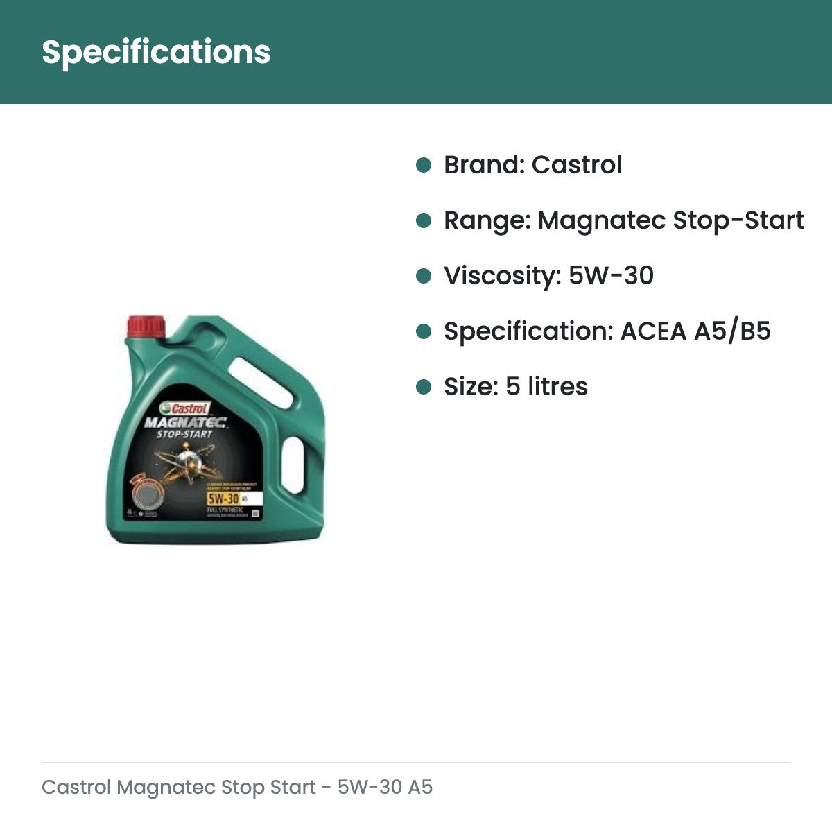 Castrol Magnatec Stop Start - 5W-30 A5 - specifications