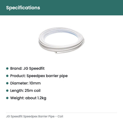 JG Speedfit Speedpex Barrier Pipe - Coil - specifications