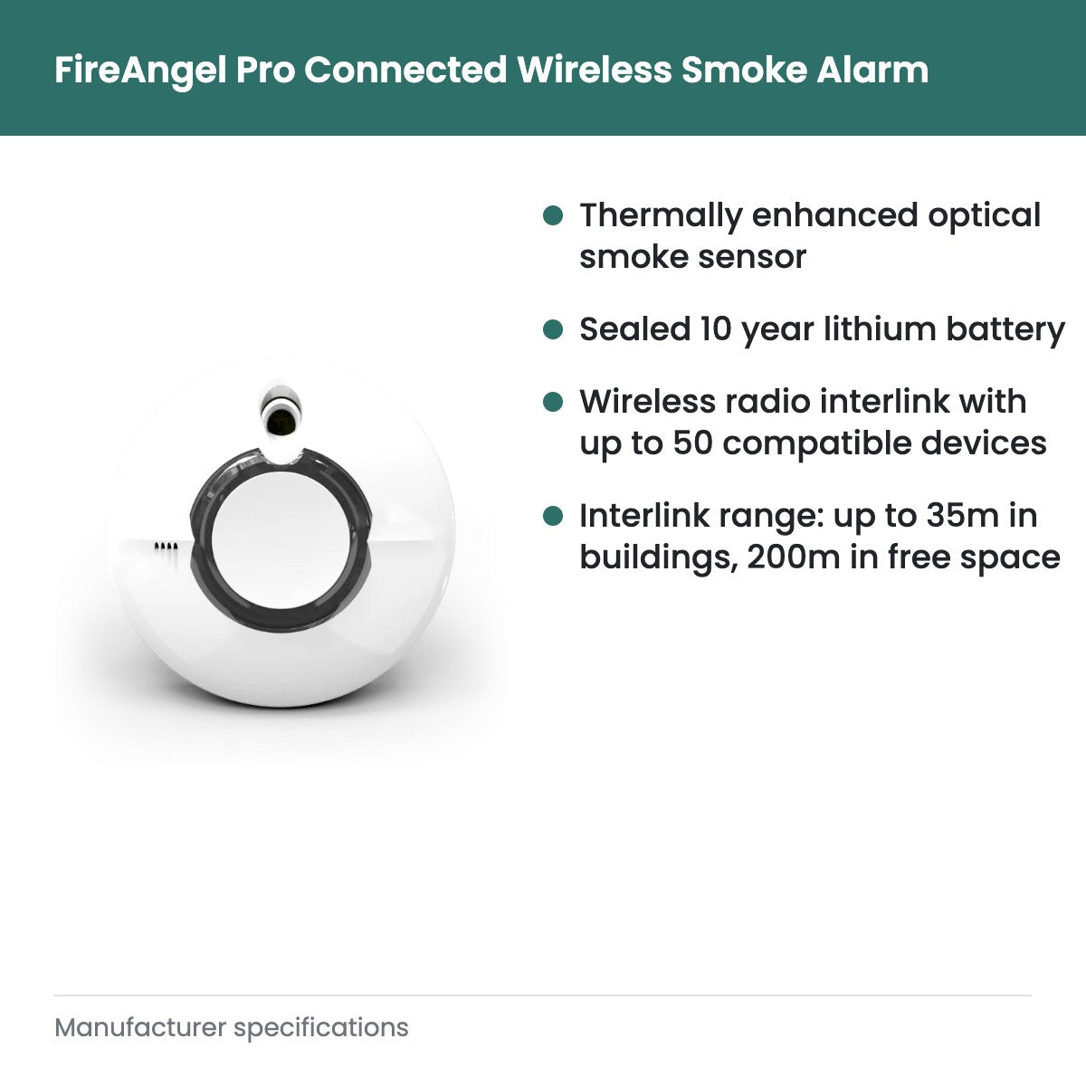 FireAngel Pro Connected Wireless Smoke Alarm FP2620W2-R - key features