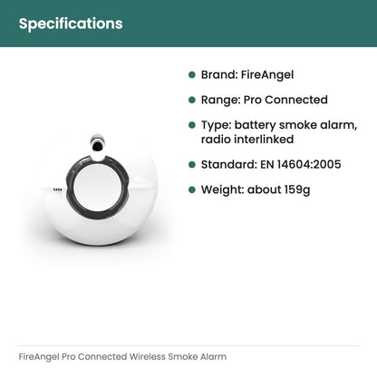 FireAngel Pro Connected Wireless Smoke Alarm FP2620W2-R - specifications