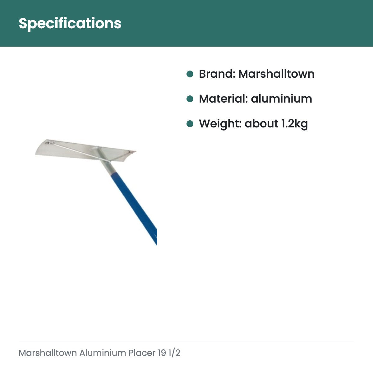 Marshalltown Aluminium Placer 19 1/2 - specifications