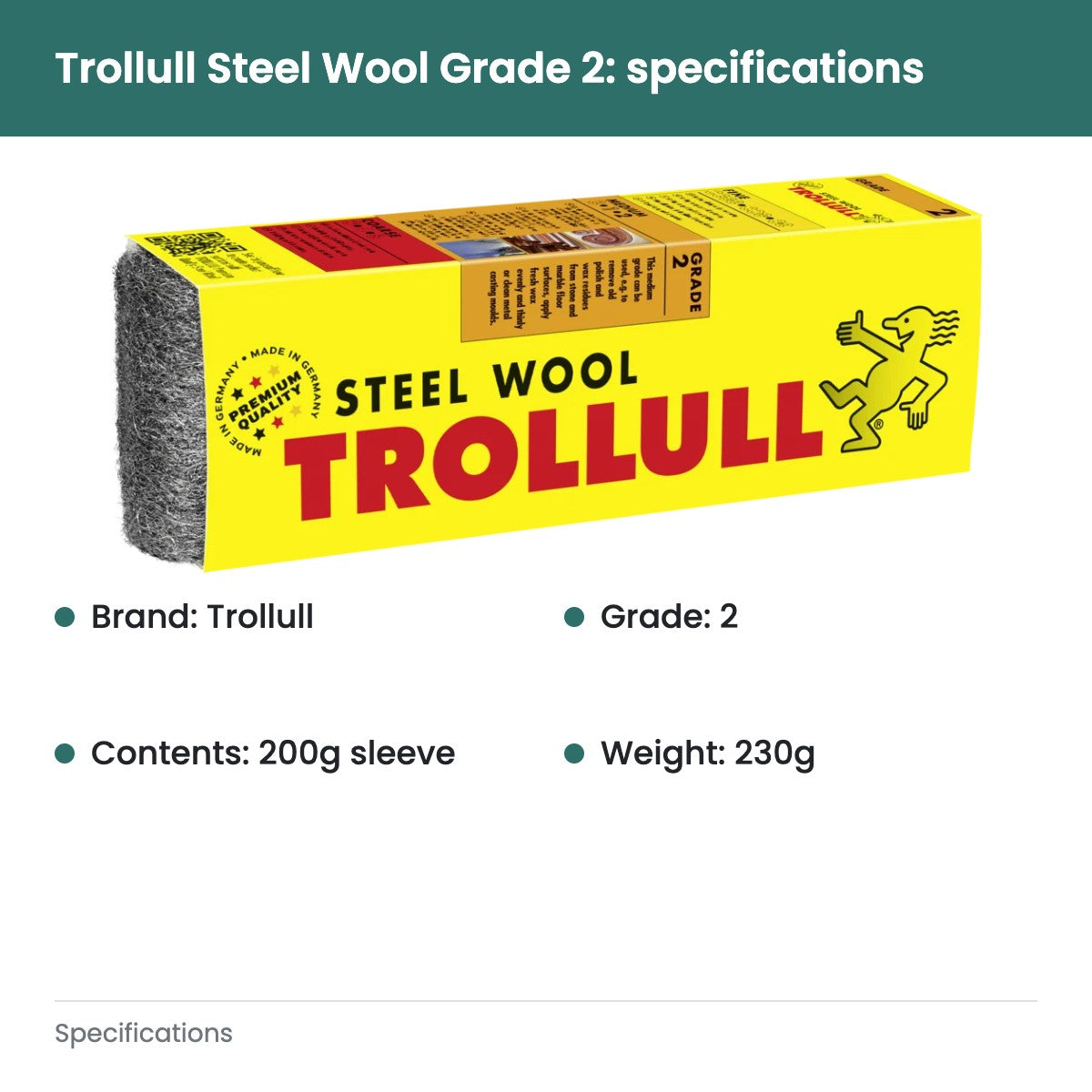 Trollull Steel Wool Grade 2 - specifications